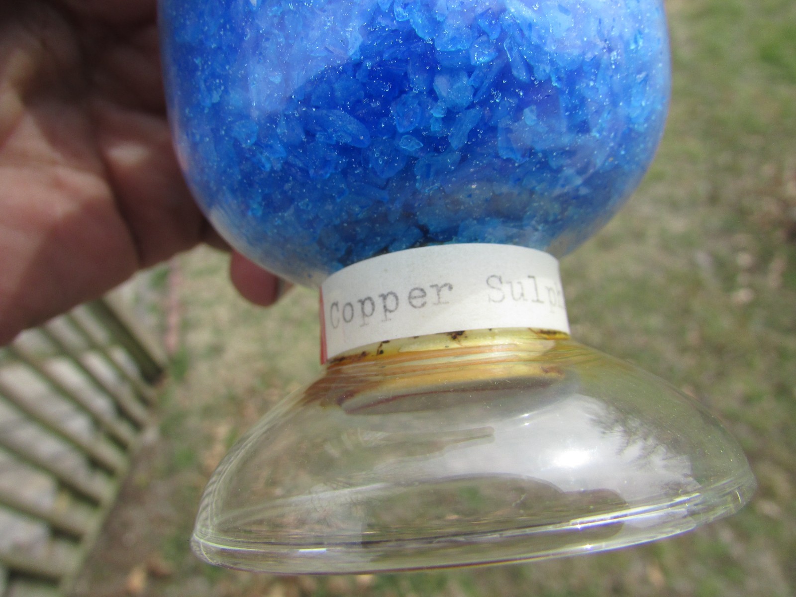 COPPER SULPHATE Show Bottle DISPLAY Dome LABORATORY APOTHECARY SCIENCE Chemical