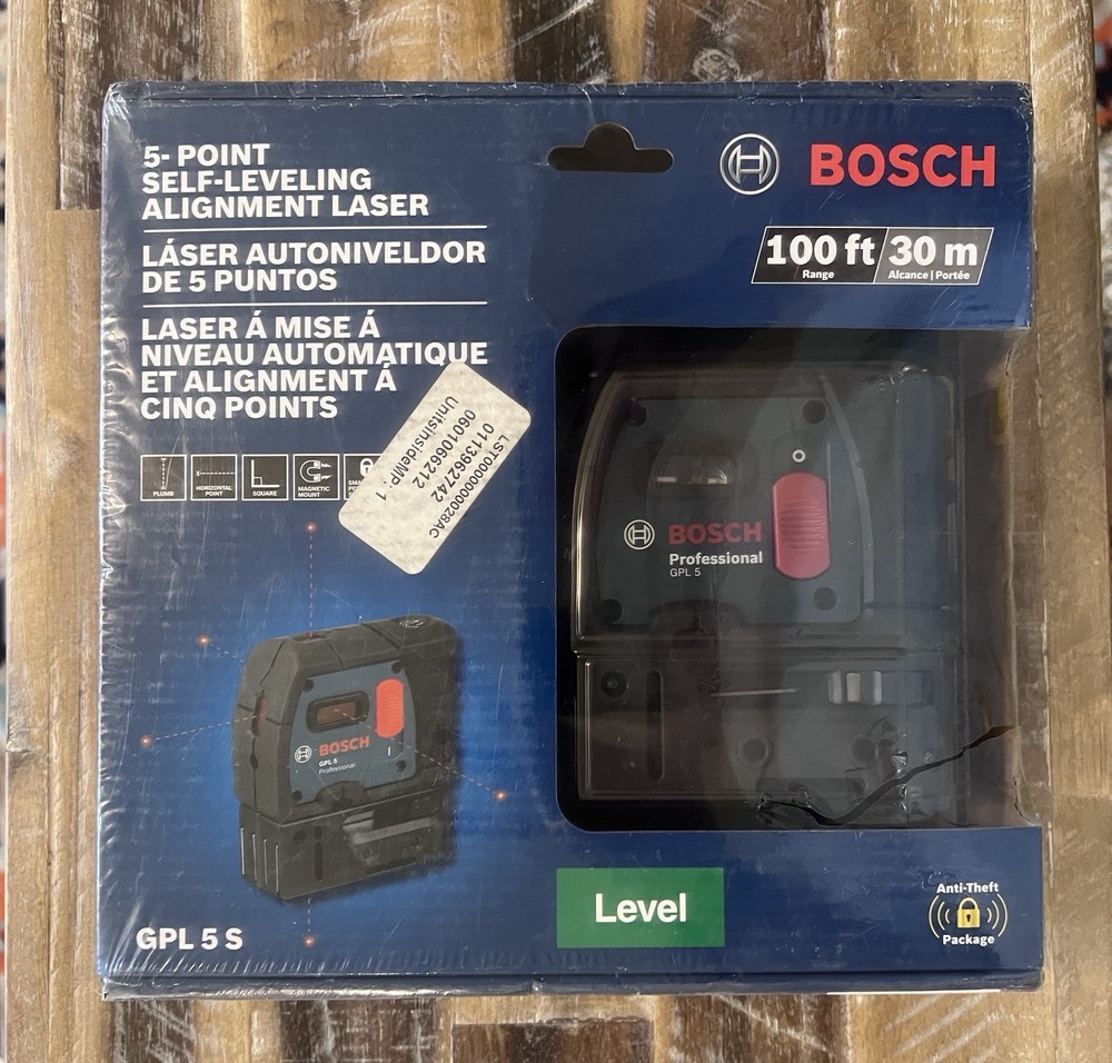 Bosch 5-Point Self-Leveling Alignment Laser (100ft Range,+/-1/4" Accuracy)