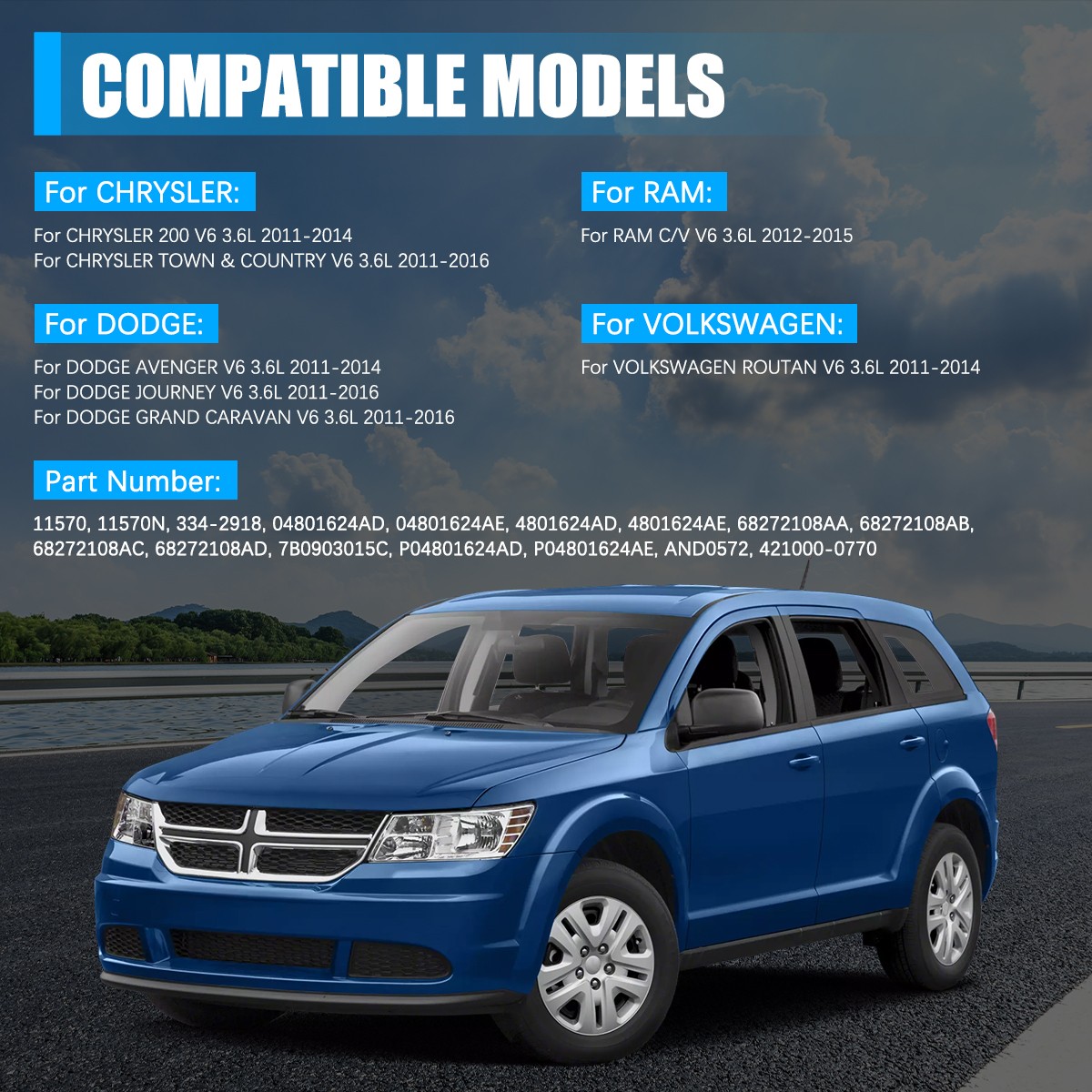 Alternator For Dodge Journey & Grand Caravan 3.6L 2011 2012 2013 2014 2015 2016