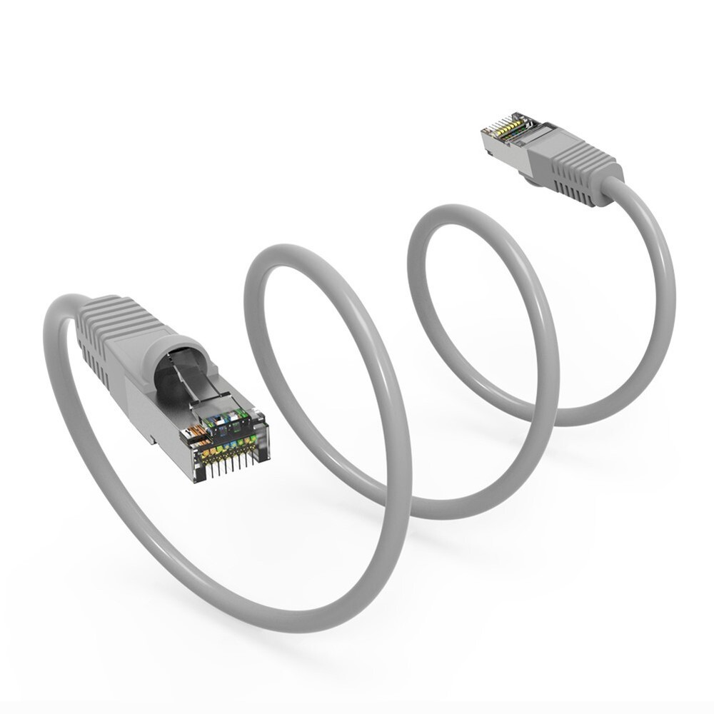 1FT Cat5E RJ45 Ethernet LAN Network FTP Shielded Patch Cable Pure Copper Gray