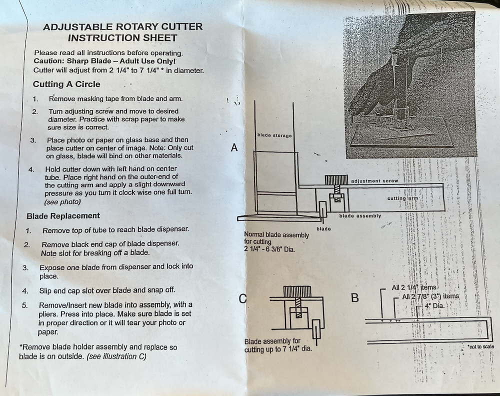 ADJUSTABLE ROTARY CUTTER ~ WITH GLASS CUTTING BASE ~ MODEL 998