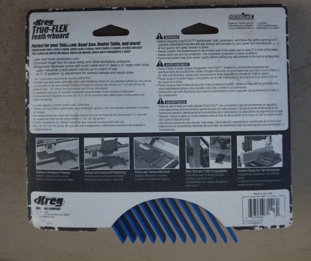Kreg True-Flex Featherboard Single Pack PRS3010, New/Unused!!