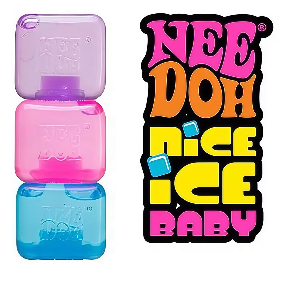 NeeDoh Nice Cube 3 Pack Bundle Super Solid Squish Fidget Toy Pink/Blue/Purple