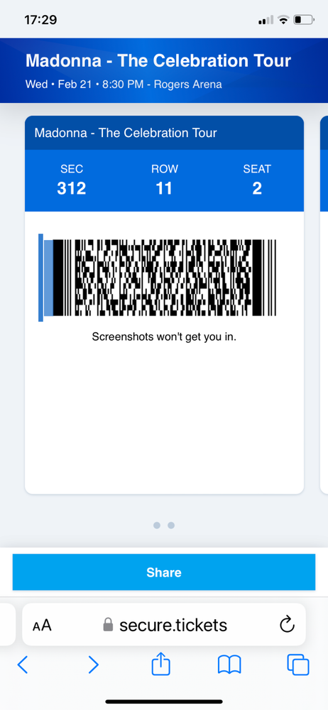 Madonna Vancouver 2 tickets