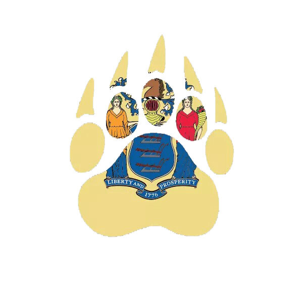 New Jersey State Shaped Bear Print Sticker Decal
