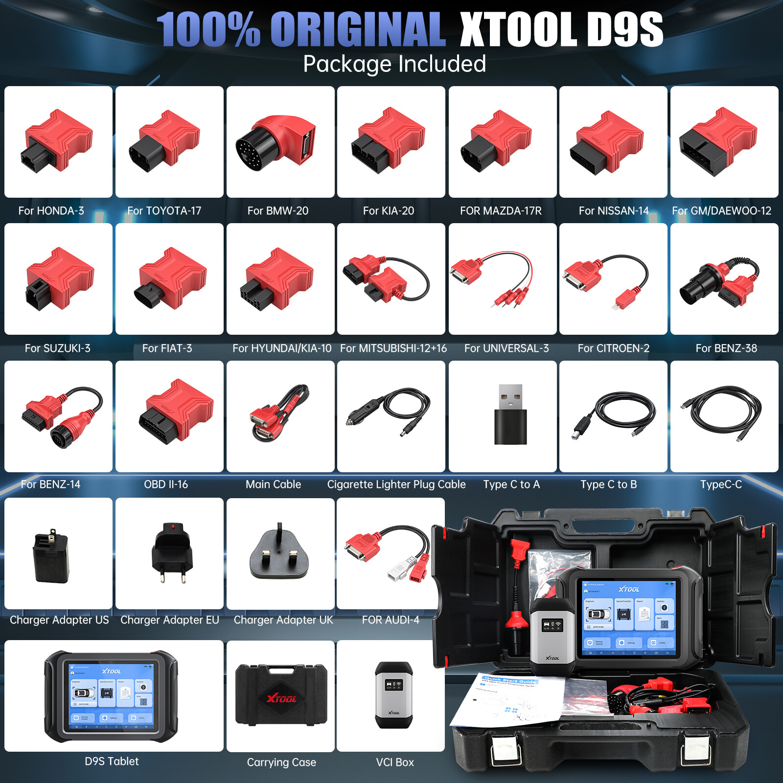 2025 Newest XTOOL D9S Online ECU Coding Full System Diagnostic Scanner 45+Resets