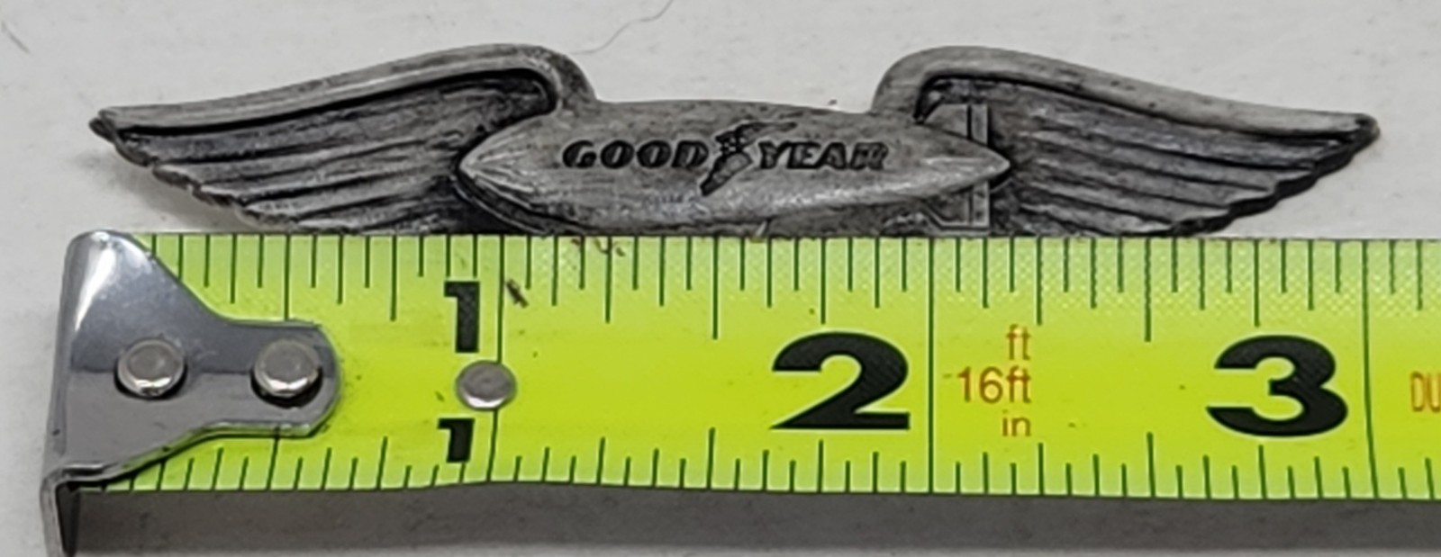 Vintage Goodyear Blimp Airship Plastic Pilot Wings Pin 3" Read Description
