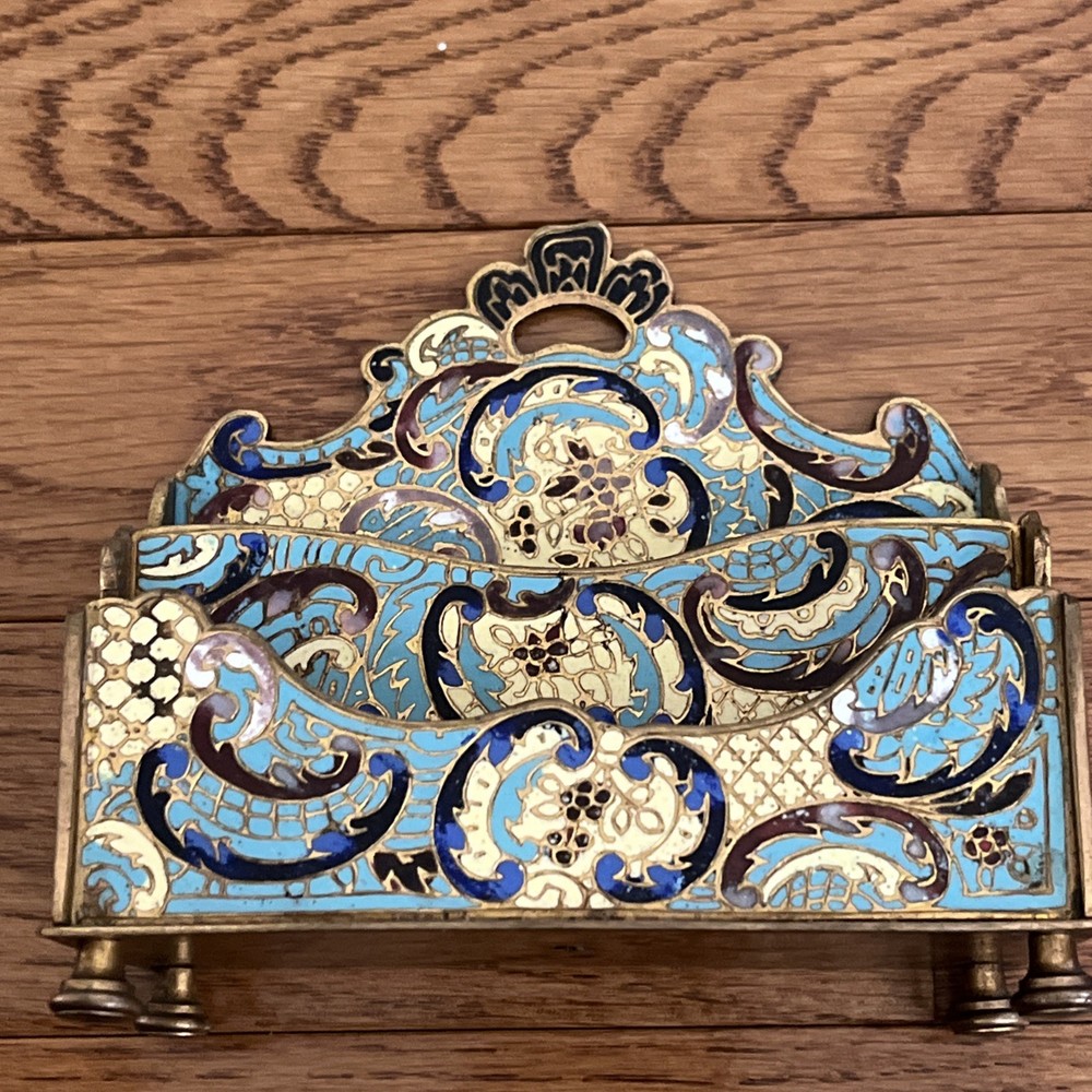 French Champleve Enamel Bronze Three Piece set