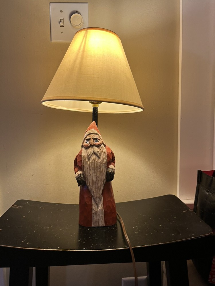 Wood Santa lamp