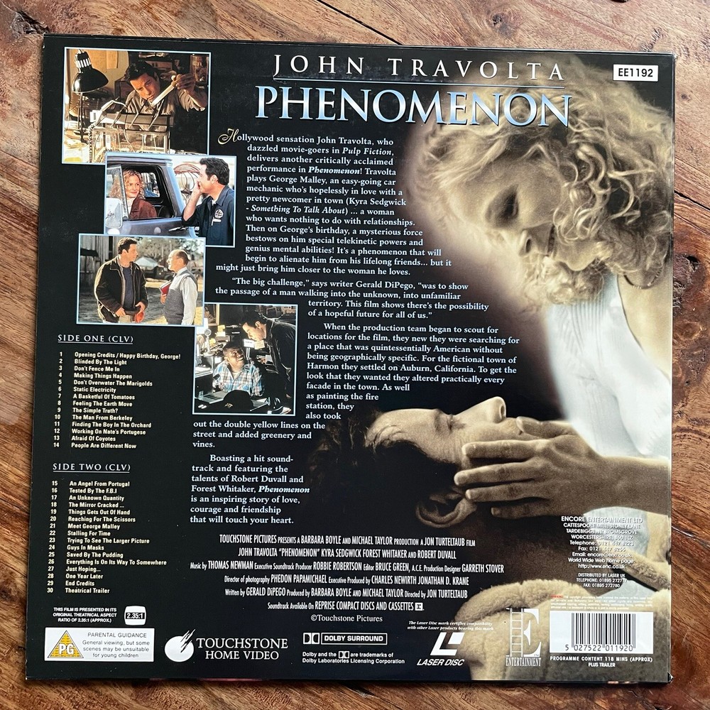 PHENOMENON - JOHN TRAVOLTA MINT LASERDISC