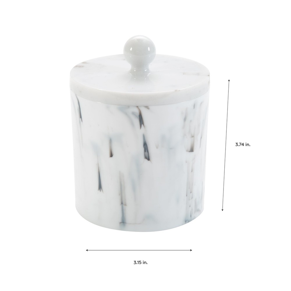 Q-Tip and Cotton Holder Compact Plastic Marble Design