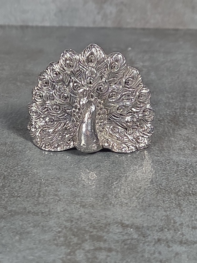 Reed and Barton 1824 Collection Silver Plate PEACOCK BIRD Place Card Holder 2"