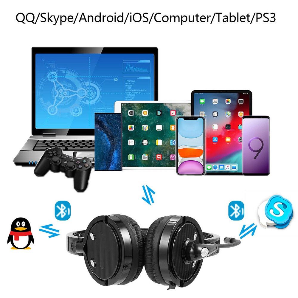 Bluetooth Headset with Microphone Wireless Headphones for iPhone Trucker Driver