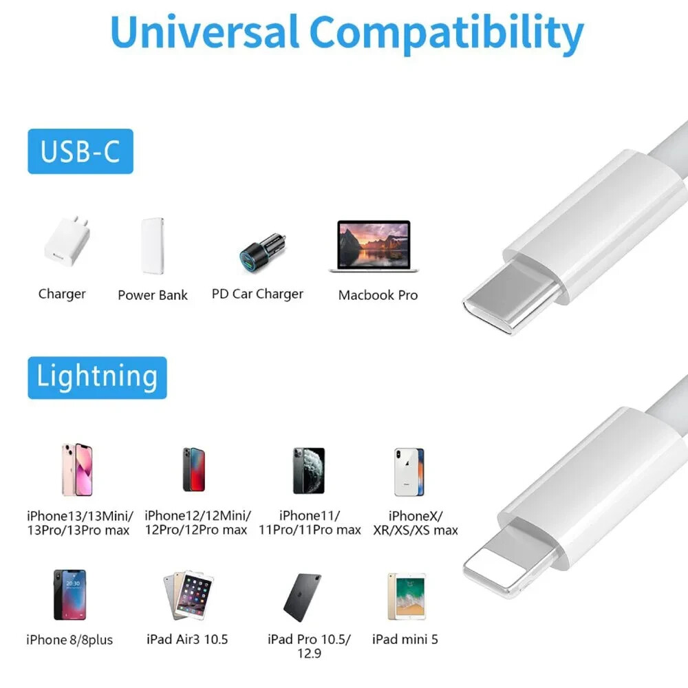 USB-C fast charging cable 3ft (2 PACK) iPhone, iPad, AirPods