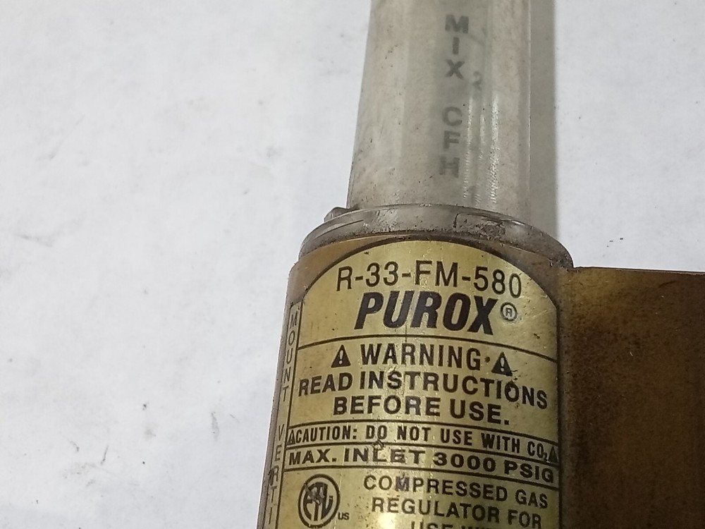 PUROX R-33-FM-580 Regulator Flowmeter, UNTESTED (E1D3)