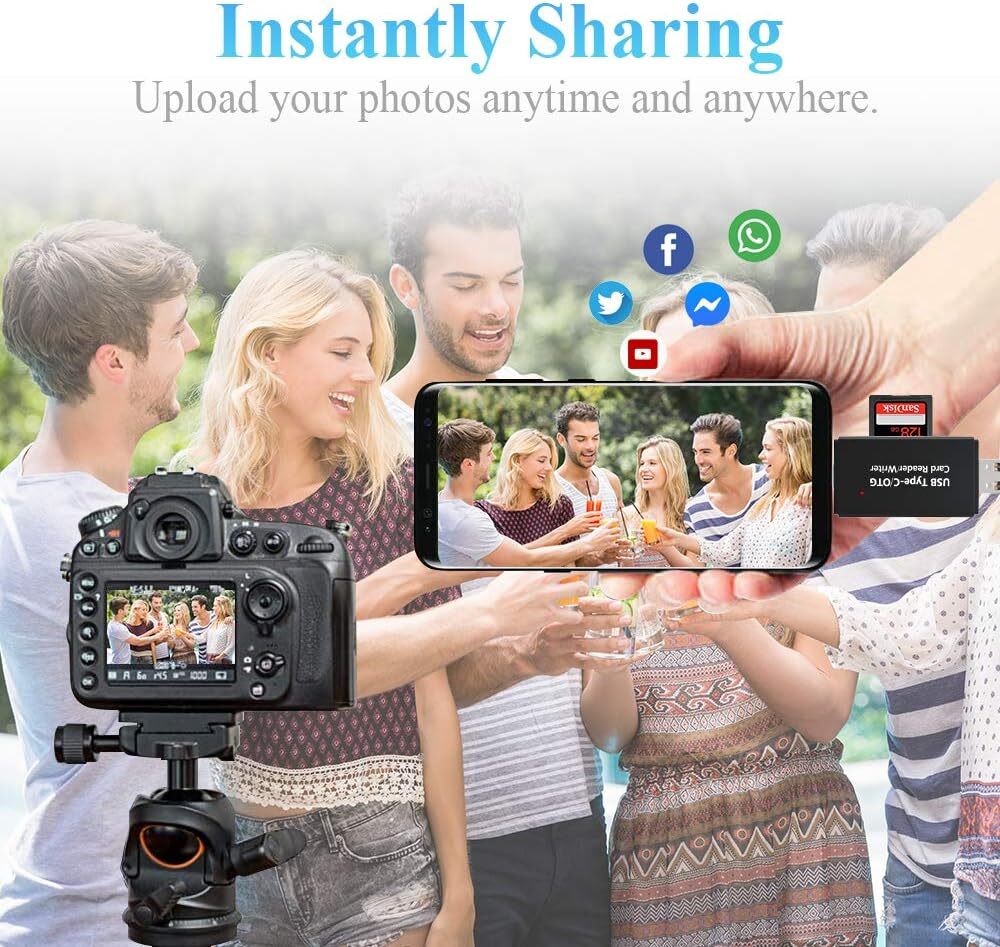 Card Reader USB 2.0 Type C Micro SD TF OTG Smart Memory Adapter Laptop Computer