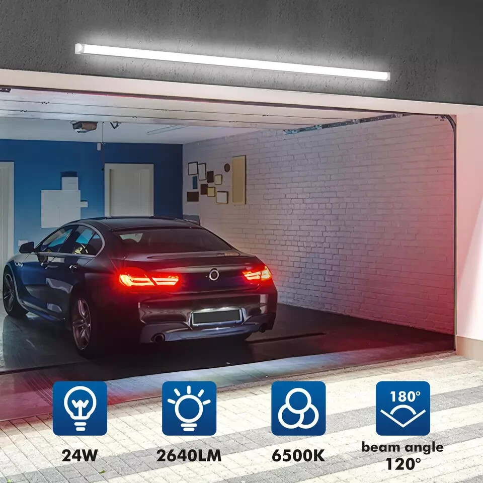 4FT LED Shop Light T8 Linkable Ceiling Tube Fixture 24W Daylight 6000K Clear