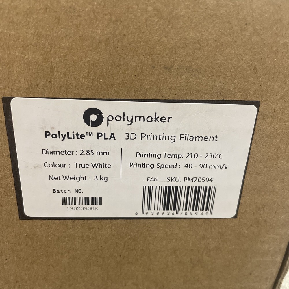 Polymaker PolyLite PLA Material 3 kg 2.85mm True White 3D Printing Filament
