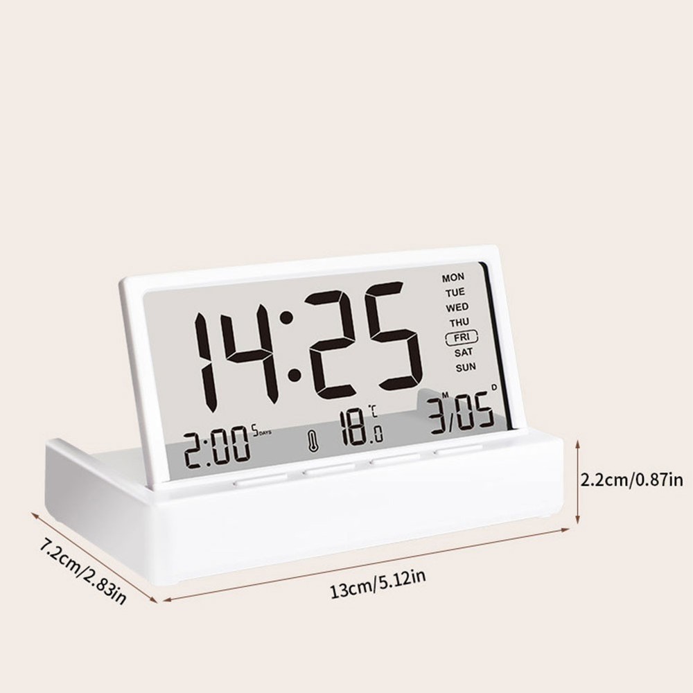 Desktop Electronic Alarm Clock with Transparent Display Temperature Date Week