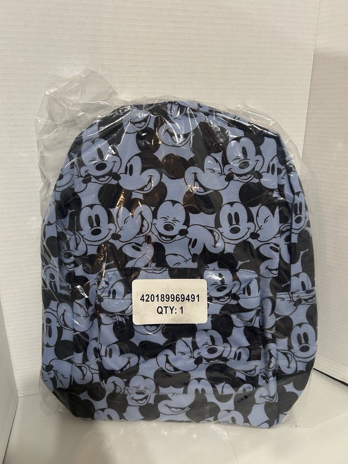 Disney Store 2021 Blue Mickey Mouse Faces Expression Backpack Bag - NEW NWT