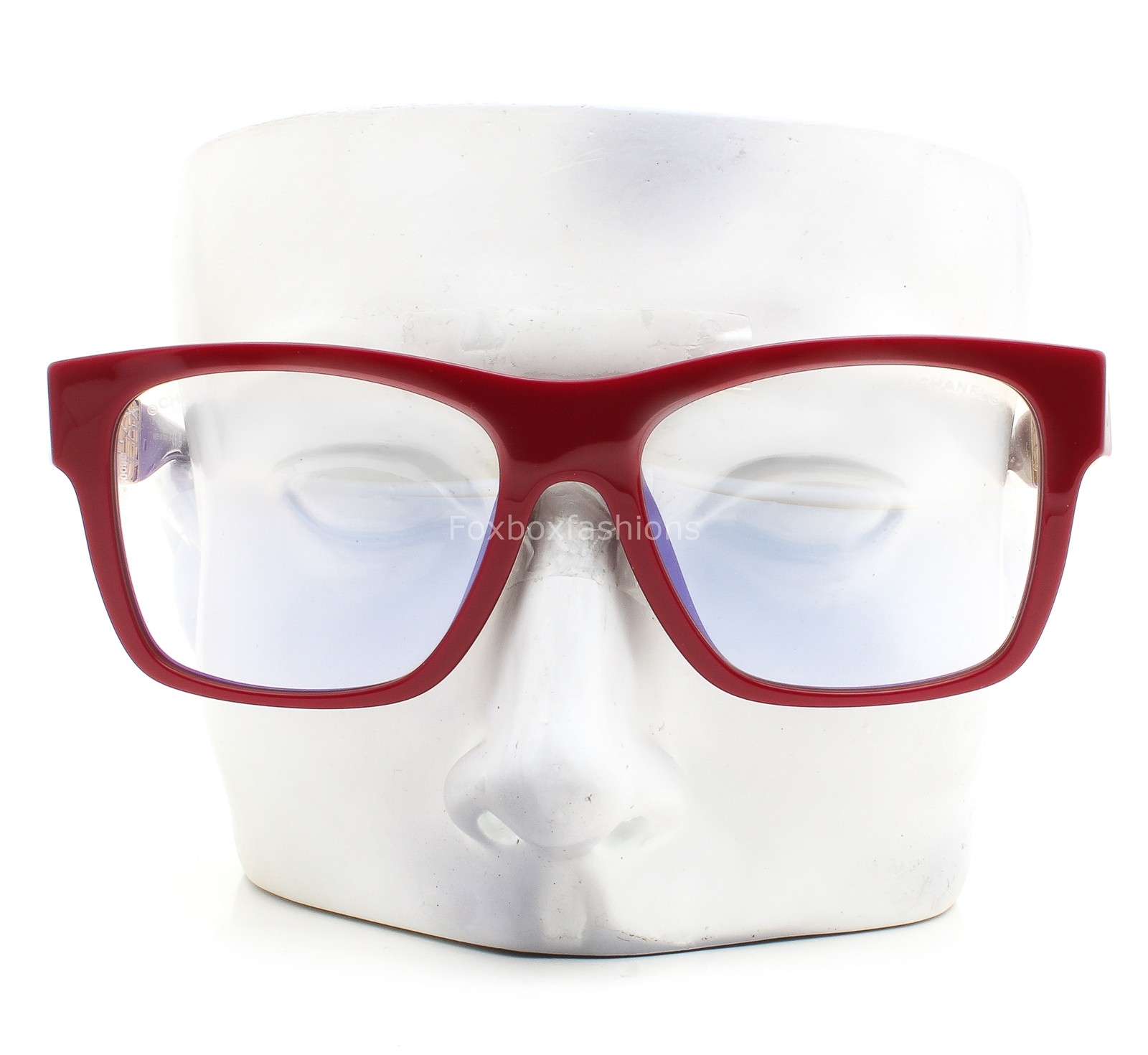 Chanel Blue Light Glasses ch3478SA Dark Red Gold Jewel Tweed 51mm with Case