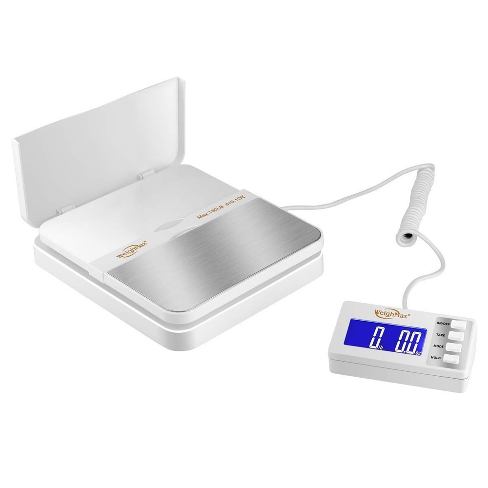 130Lb x0.1OZ Extended Display Digital Shipping Postal Scale, White
