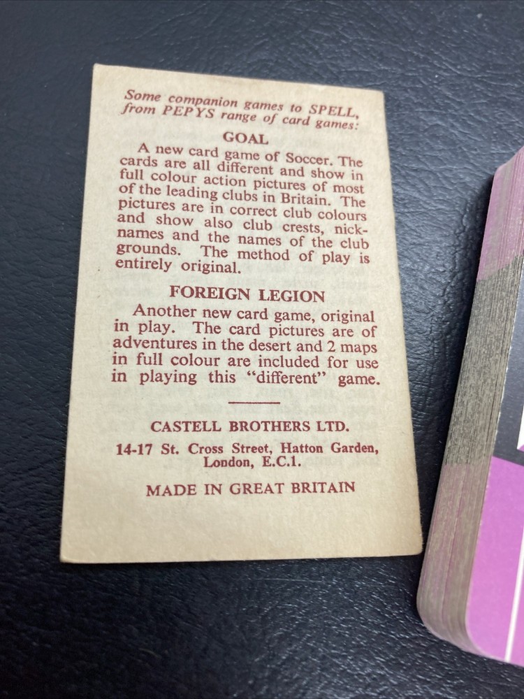 "Spell" Card Game - Pepys - complete Rare