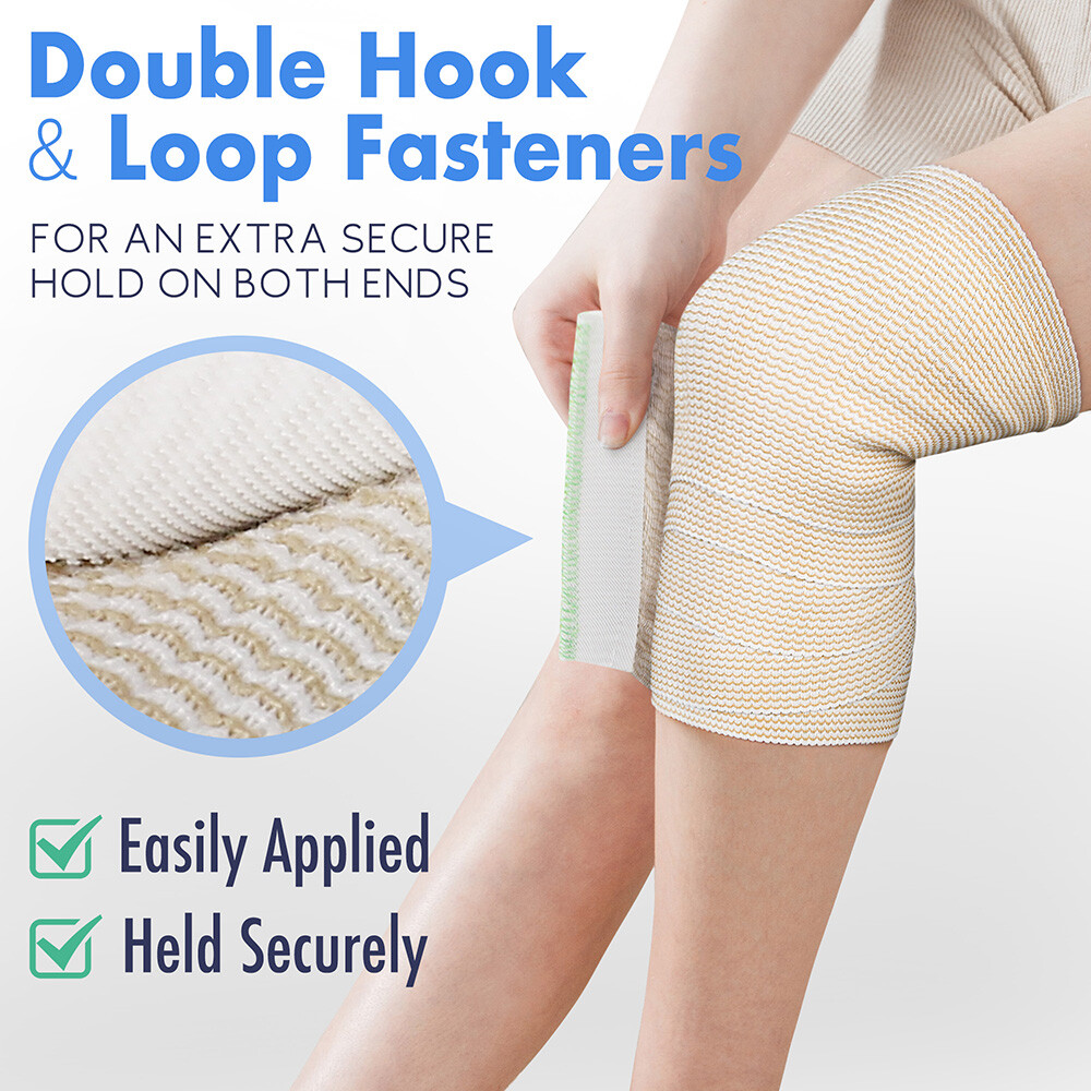 4 Rolls 4" Elastic Bandage Compression Wrap Hook & Loop Self Closure First Aid