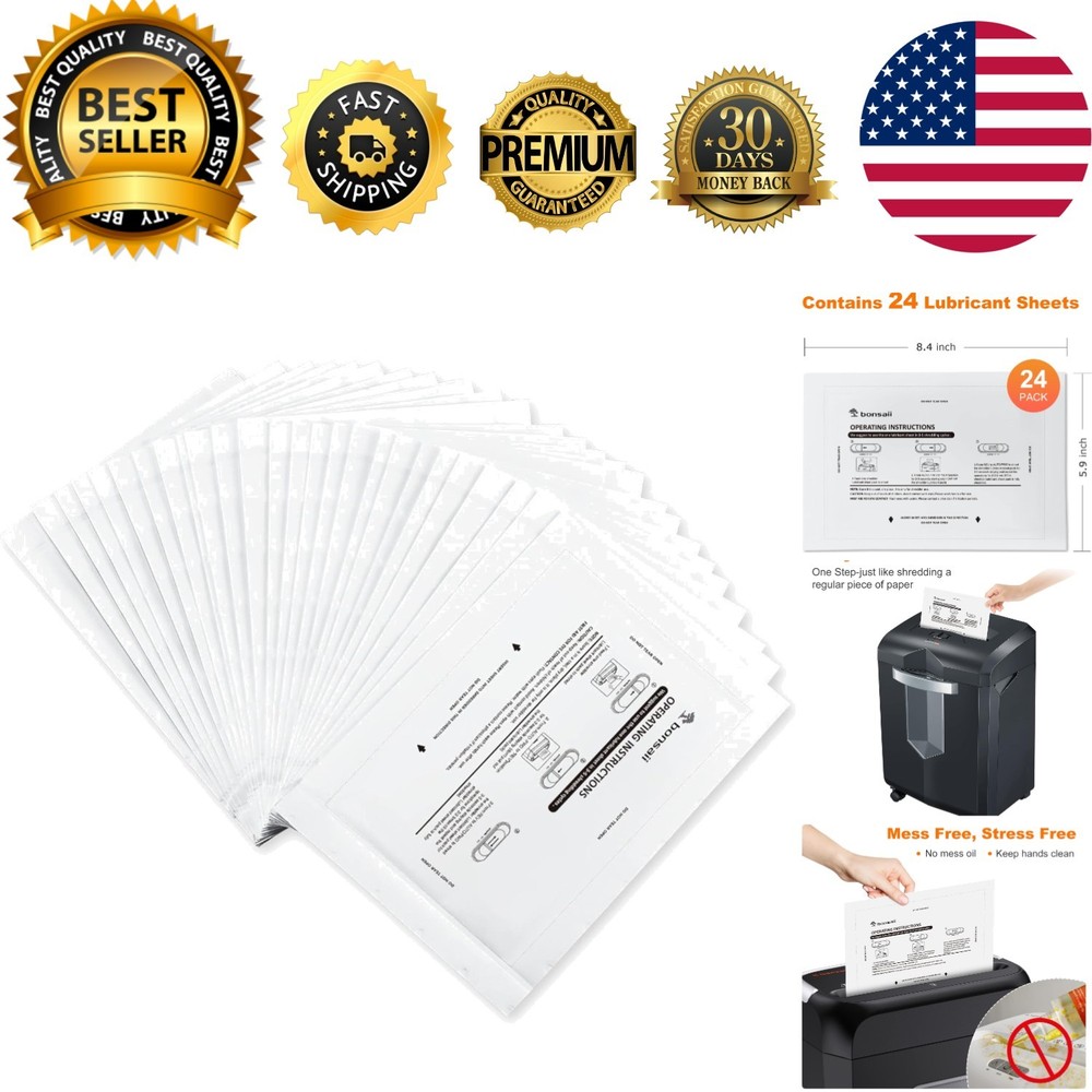 24-Pack Paper Shredder Lubricant Sheets for Optimal Performance & Cleanliness