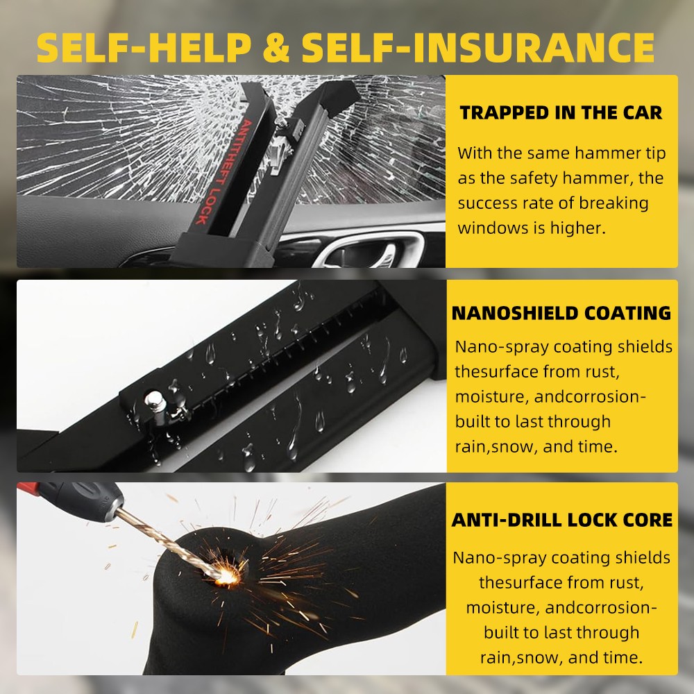 Multi-Function Car Safety Lock Brake Pedal Anti-Theft Device Clutch Lock +3 Keys