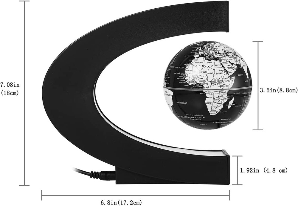 Magnetic Levitation Floating World Map Globe Multi-Color Changing Rotating Levit