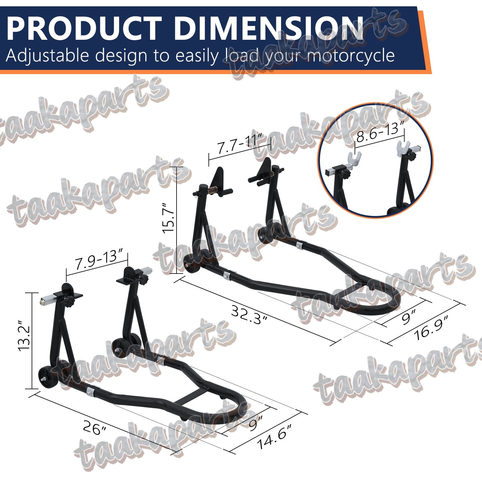 1100 lbs Motorcycle Front & Rear Stand Lift Spoolift Paddock Swingarm Arm