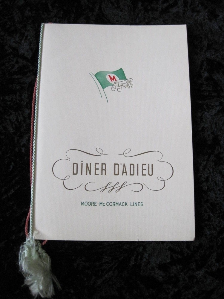Menu Moore McCormick Lines Dinner Menu SS Argentina