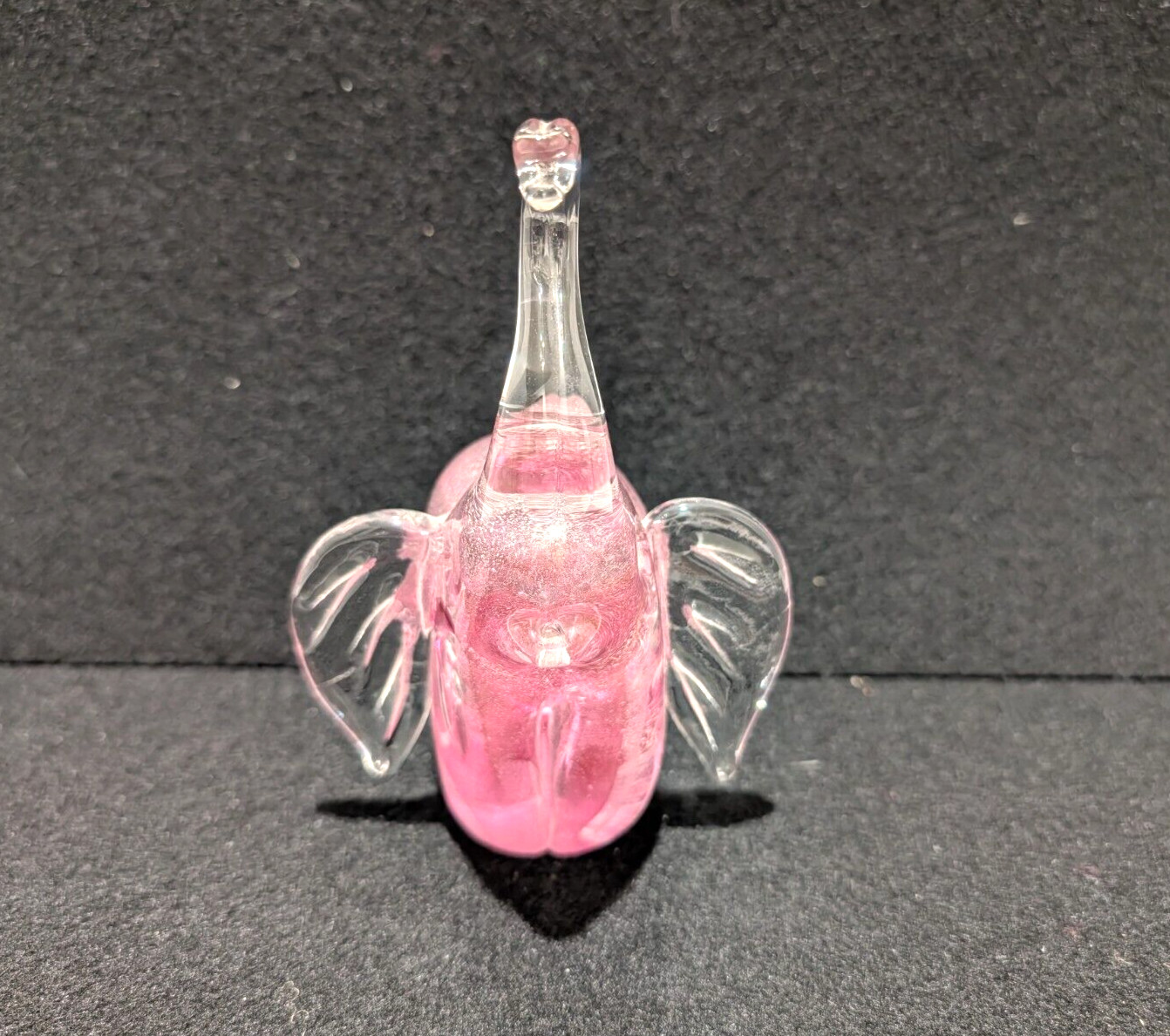 New glass elephant figurine Clear/ Pink