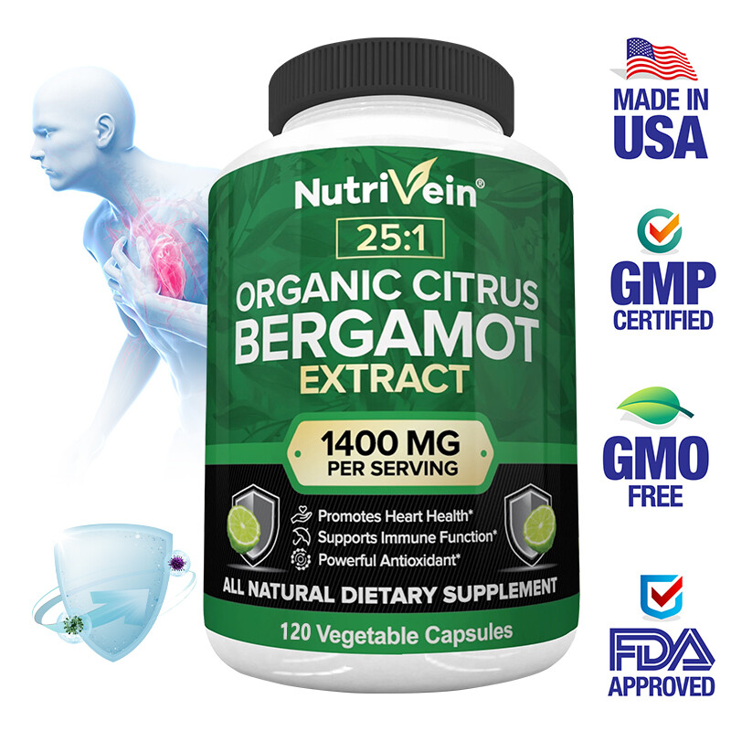 Citrus Bergamot 1400mg 25:1 Organic Heart Health 120 Capsules Antioxidant Immune