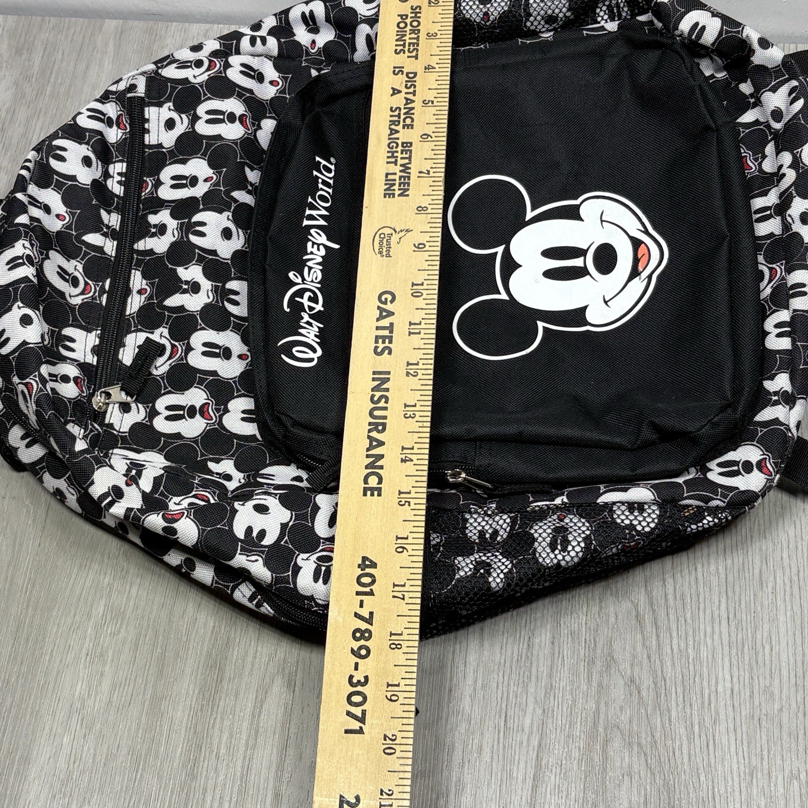 Walt Disney World Backpack Mickey Mouse All Over Print Mickey Net Side Pouches