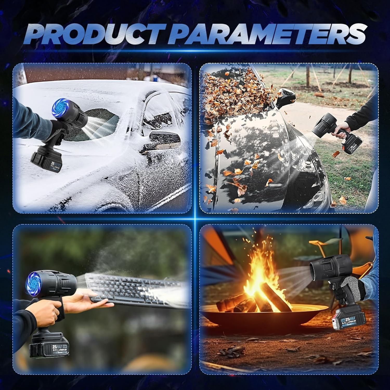 Electric Cordless Leaf Blower Powerful Handheld Blower Fast Charger 2x Batteries