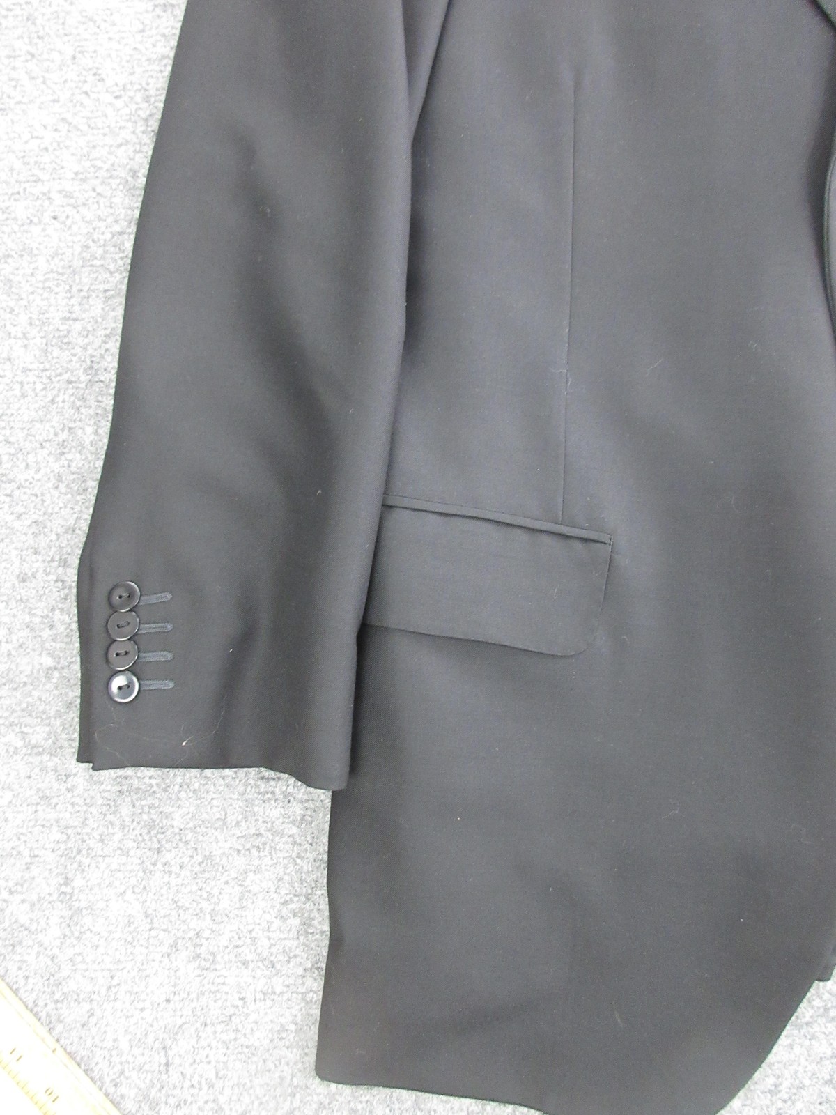 Oxxford Clothes Tuxedo Suit Mens 44 38x29 Black Super 100s Wool Peak Lapel