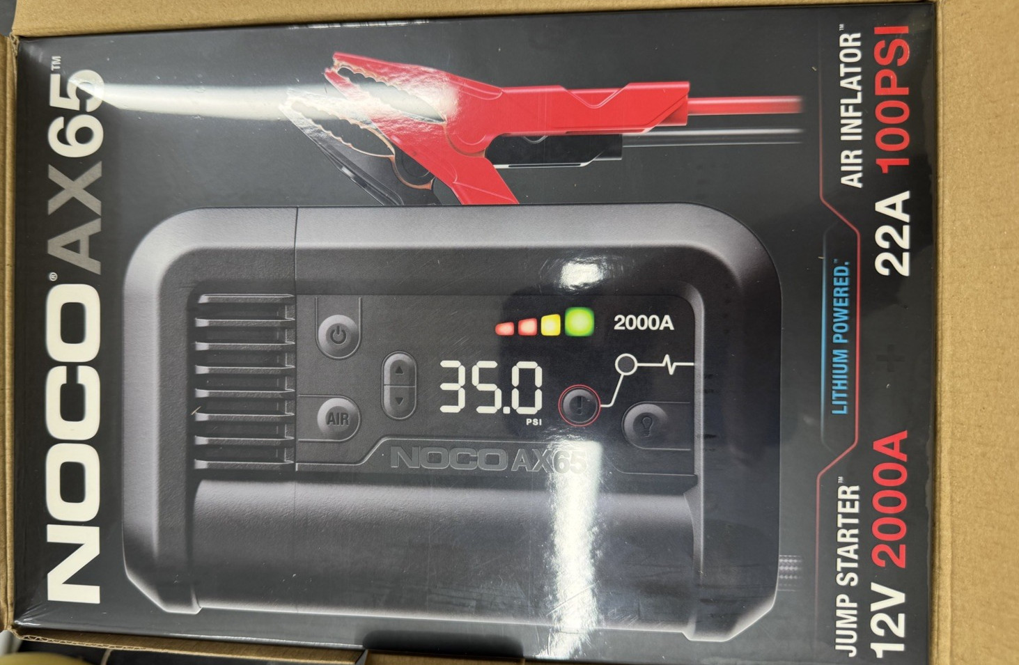 NOCO Boost + Air AX65 2000A UltraSafe Jump Starter with 22A Air Compressor