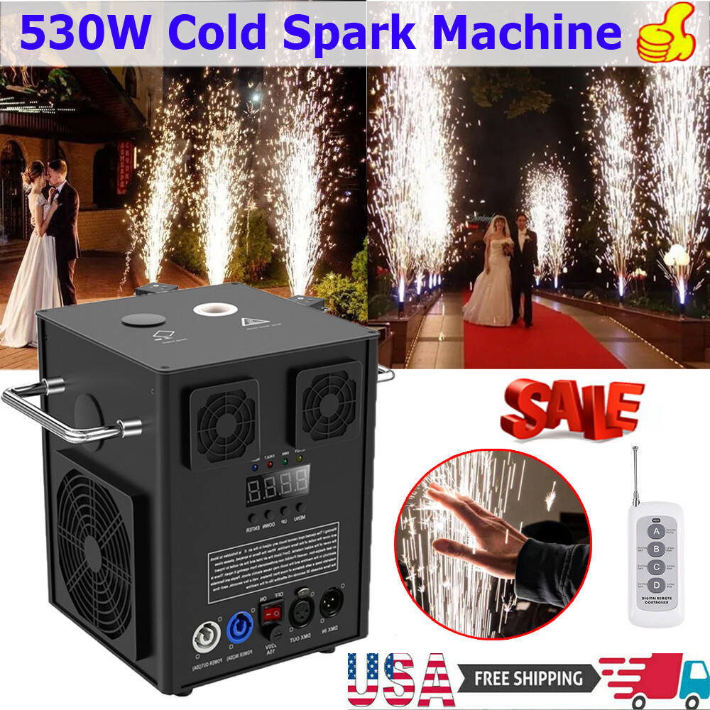 2X 700W Cold Spark Firework Machine Stage Effect Wedding DJ Party w/Flight Case