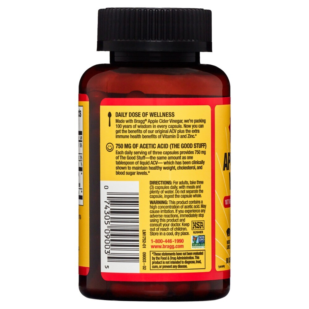Bragg Apple Cider Vinegar Immune & Weight Management Support 90 Capsules