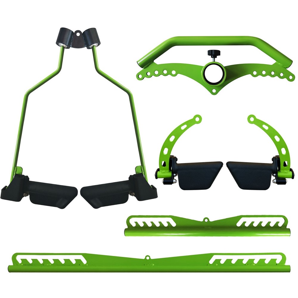 5Pcs Set Green Adjustable Lat Pull down Bar Cable Machine Attachments for Gym