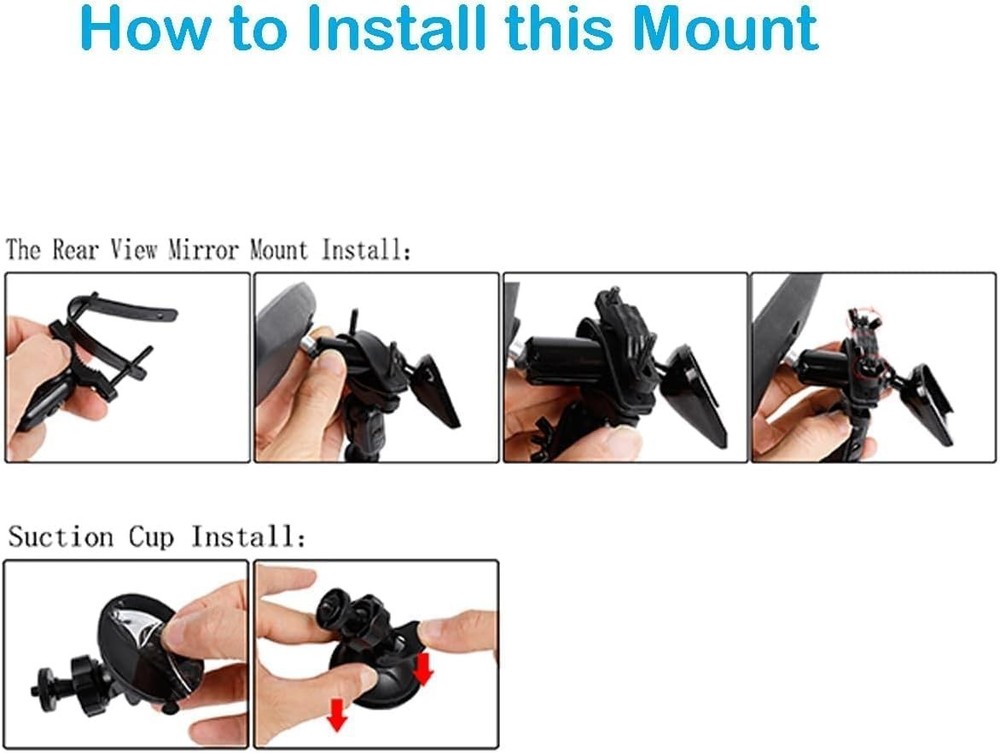 Universal Suction Cup Action Camera Mount for Safe Driving - 360° Adjustable