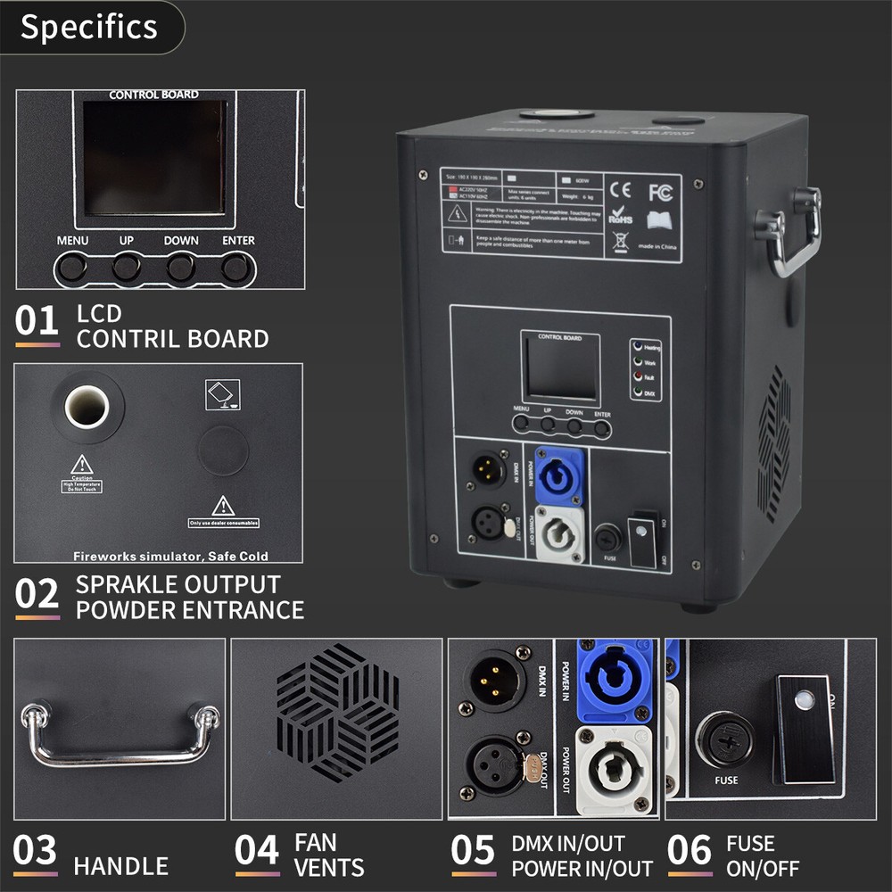 750W Cold Spark Machine Firework Machine DMX DJ Wedding Stage Effect Machine