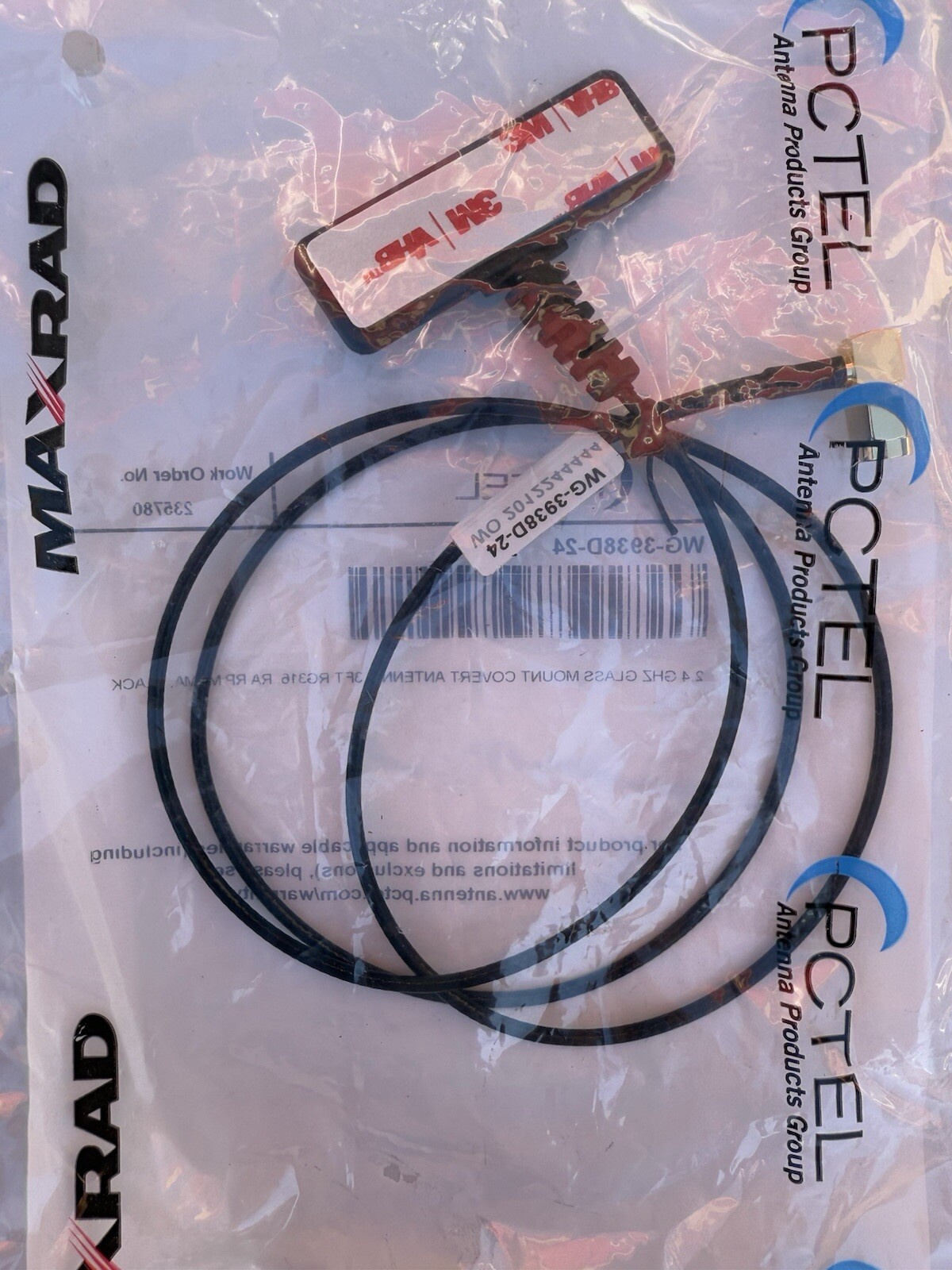 PCTEL WGP02504, WG-3938D-24 2.4 GHz Glass Mount Antenna 3ft WatchGuard 4RE