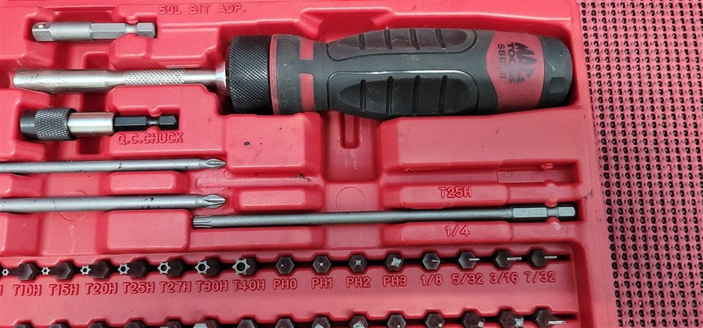 MAC TOOLS SBDR49SA MAC-GRIP RATCHETING 1/4" HEX BIT SCREWDRIVER SET 2PC MISSING