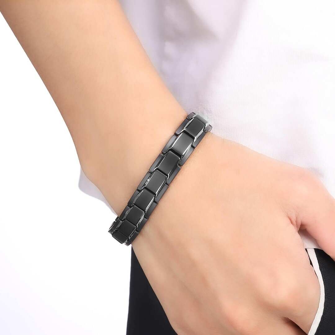 Black Magnetic Bracelet Therapy Arthritis Pain Energy Balance Calm Joy Men Women