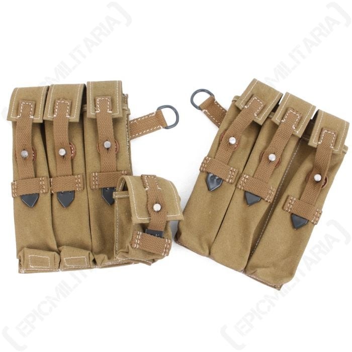 MP40 Canvas Ammo Pouch Canvas Straps Pair - Tan - Reproduction - Germany Army