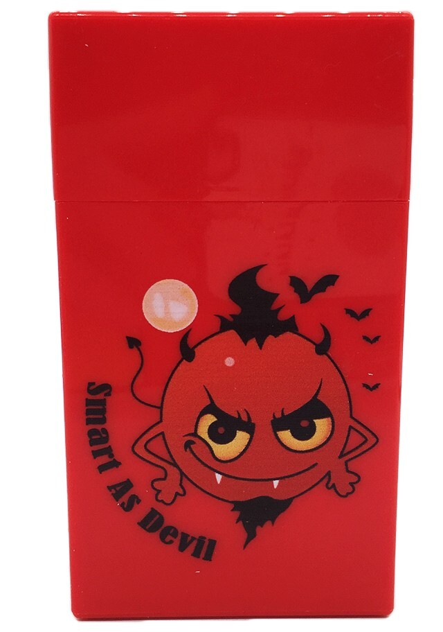 3 Pack King Size Push-to-Open Plastic Cigarette Case Devil Image