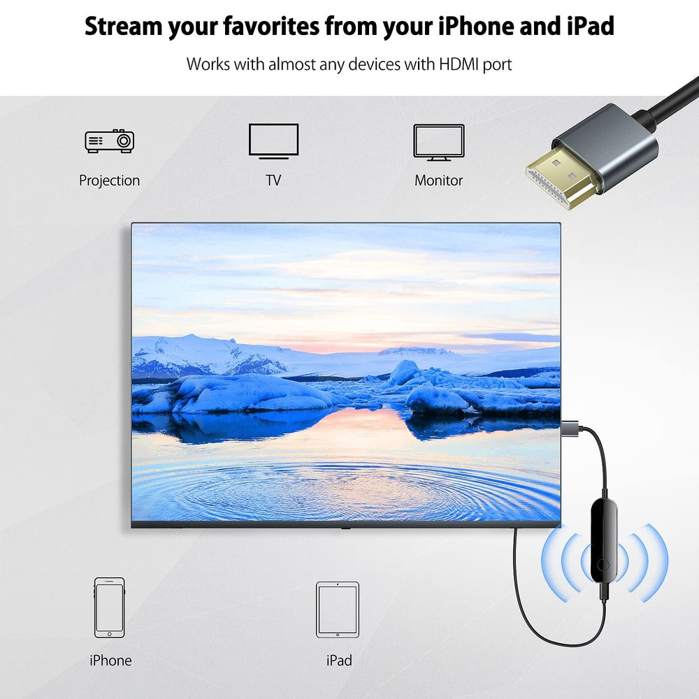 iOS Wireless HDMI Display Adapter (iOS only), Streaming Device for All iPhone...